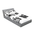 thumbnail image 2 of Ambesonne Black and White Fitted Sheet & Pillow Sham Set, Motorbikes, Twinxl, Orange Black, 2 of 2