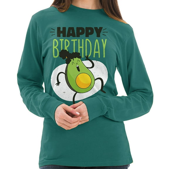 Big Size Avocado Birthday Graphic Design Unisex Ring Spun Cotton Premium Long Sleeve T-shirt - Teal XL