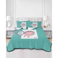 thumbnail image 2 of Quilts Twin Size Bedding Set, Pink Pig Lightweight Quilted Comforter, Teal Laundry Room Washing Machine Soft Reversible Bedspread Coverlet with Pillow Covers for All Season, 68" x 86", 2 of 7