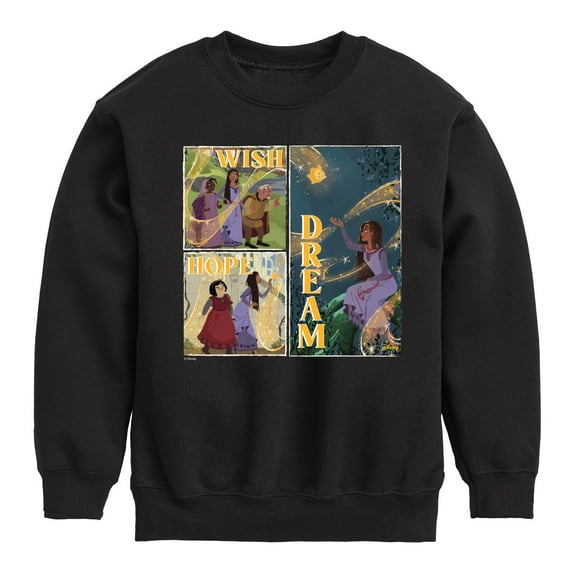 Disney Wish - Wish Hope Dream Grid - Toddler & Youth Crewneck Fleece Sweatshirt