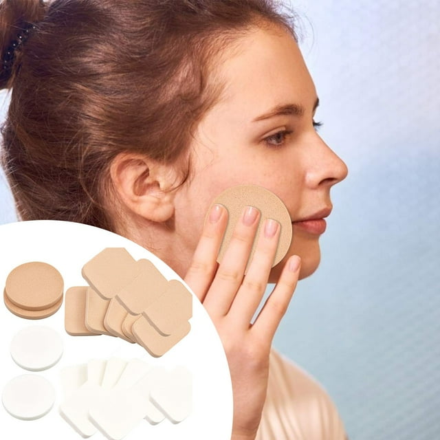 Cosmetic Cotton & Sponge Puffs 20 Piece Set for Makeup Application Foundation and Powder