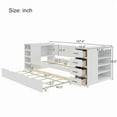 thumbnail image 4 of White Wooden Twin Size Daybed with Trundle and Side Shelves, Drawers, Storage Bed with Multi-Functional Desk and Charging Station for Bedroom, Guest Room, 4 of 9