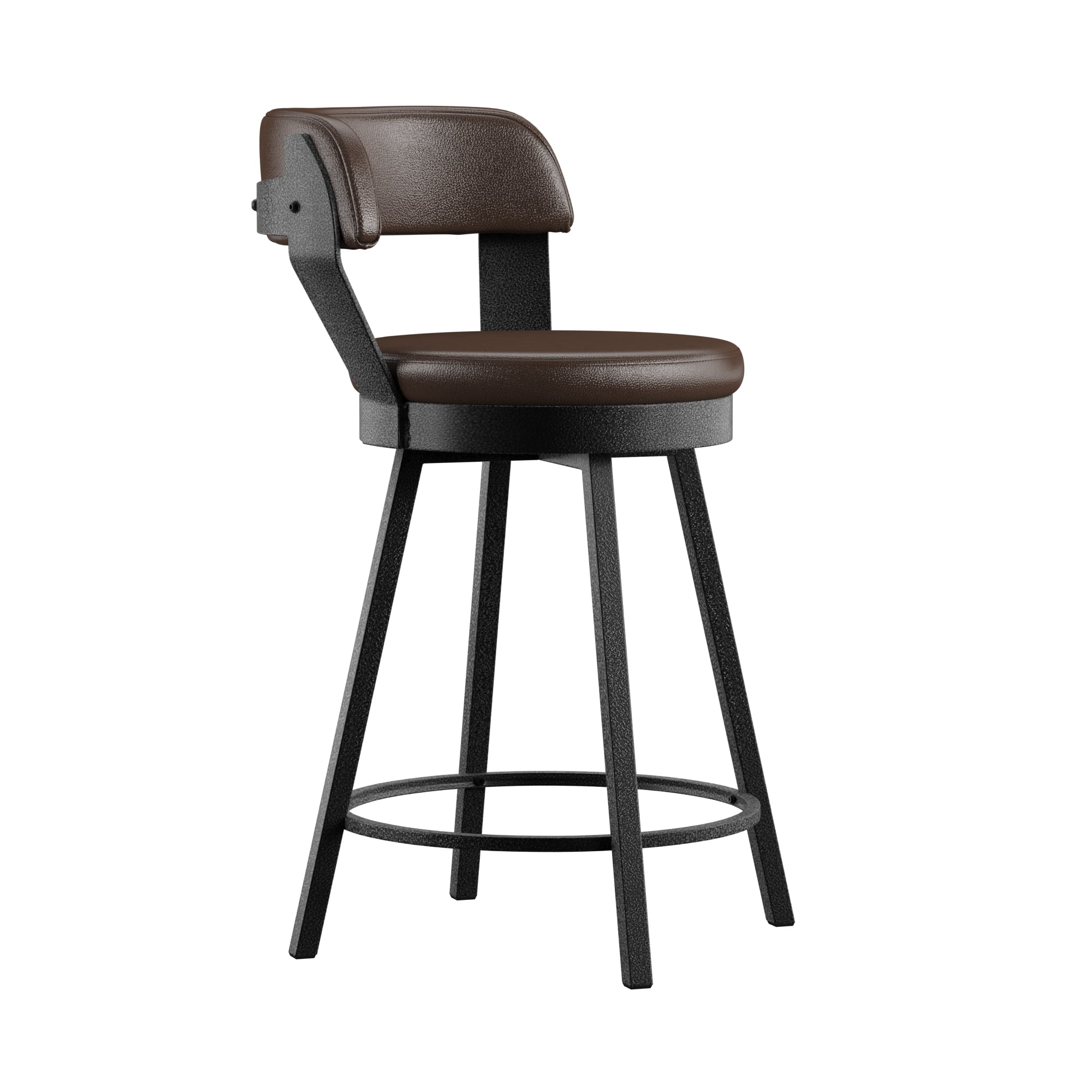 Weston Home Reinhold Round Swivel 24" Counter Stool, Brown (Set of 2)
