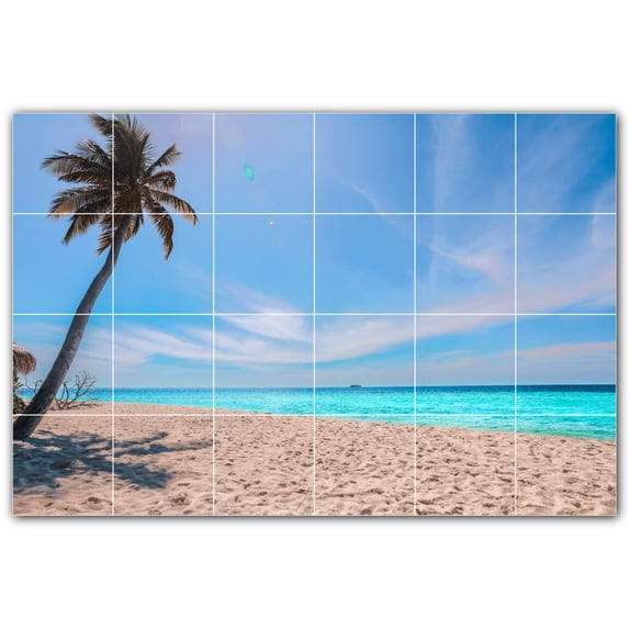 Picture-Tiles.com: Beach Ceramic Tile Wall Mural WAL500105-64S. 25.5"W x 17"H using (24) 4.25" x 4.25" Ceramic Tiles-Satin Finish