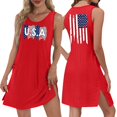 thumbnail image 2 of 4th of July Dress for Women: American Flag Tank Dresses Star Striped Splicing Loose V Neck Sundresses Red 2XL, 2 of 7
