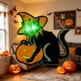 thumbnail image 5 of Halloween Black Cat Hanging Ornament, Battery Operated Creepy Light Up Prop, Indoor Outdoor Halloween Party Decoration, 5 of 5