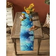 thumbnail image 5 of ERUNPONLY Teal Blue Ocean Table Runner - 60 Inch Long Summer Watercolor Sea Plant Cotton and Linen Blended Dress Scarves Farmhouse Table Runner for Kitchen Dining, Coffee Table, 13"x60", 5 of 8