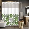 thumbnail image 5 of Spring Flower No Hooks Shower Curtain with Snap-in Liner Watercolor Green Leaves Herb Plant Country Shower Curtains for Bathroom, Waterproof, Easy Install, Washable 60"x72", 5 of 9