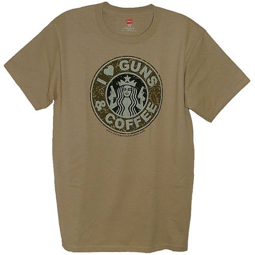 I Love Guns and Coffee Men's T-Shirt, Desert Sand -
