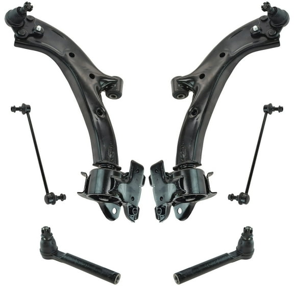 TRQ 6pc Suspension Kit Lower Control Arms w/ Ball Joints Sway Bar Links Tie Rods PSA63493