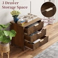thumbnail image 4 of Fluted Nightstand Set of 2 with 3 Drawers, Mid-Century Modern Bedside Table, 23.7'' Wide Wood End Table for Bedroom, Walnut Finish, 4 of 10