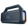 thumbnail image 1 of soundcore Boom 2 de Anker, altavoz para exteriores, 80 W, subwoofer, BassUp 2.0, tiempo de reproducción 24 h, resistente al agua IPX7, flotante, luces RGB, USB-C, ecualizador personalizado, Bluetooth, 1 of 5