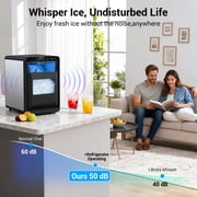 Snowyermine Countertop Nugget Ice Maker, 44 lbs/Day,Soft Chewable Pebble Nugget Ice Machine, One-Touch Self-Cleaning with Touch Screen for Home, Kitchen, Office, Stainless Steel, Black