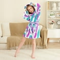 thumbnail image 3 of FORMRS Niños Bathrobe Unisex Hooded Robe Soft Plush Pajamas Sleepwear, Size 7-9T, Abstract Drawing, 3 of 7