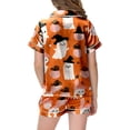 thumbnail image 4 of Enyan Halloween Pajamas Girls 2 Piece Pumpkin Ghost Sleepwear Short Sleeve Jammies for Kids Button-Down Nightwear Kids Pajamas Girls(4-5 Years), 4 of 5