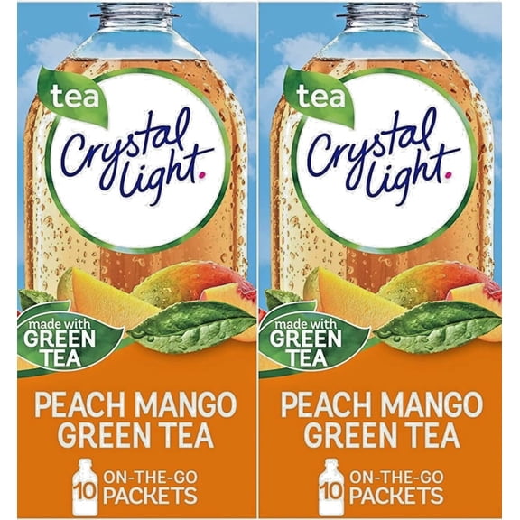 Crystal Light Peach Mango Green Tea Drink Mix 10 ct (2 Packs)