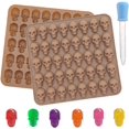 thumbnail image 2 of Juego de 2 con 80 moldes de silicona para dulces, cavidades, molde de calavera, molde de cavidades, molde de silicona para Halloween con pipeta (marrón), 2 of 5