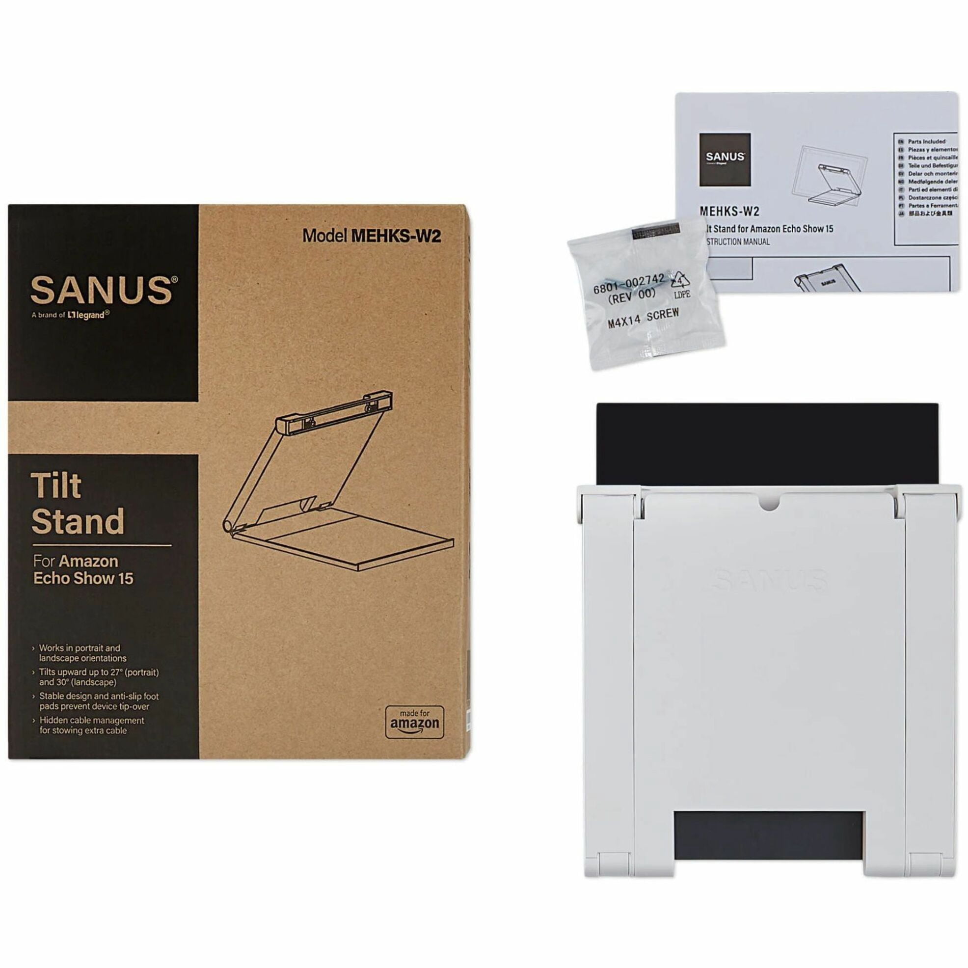 Sanus Amazon Echo Show 15 Adjustable Tilt Stand, White - Walmart.com