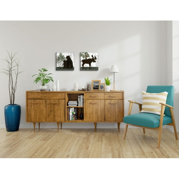 Gango Home Decor Modern Wildwood Lodge III & IV; Two 12x12in Hand-Stretched Canvases