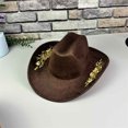 thumbnail image 6 of TEAJOPSUU Womens Western Cowboy Hats Shapeable Big Wide Brim Cowgirl Hat with Embroidery Chin Strap Classic Style Hats Coffee, 6 of 7