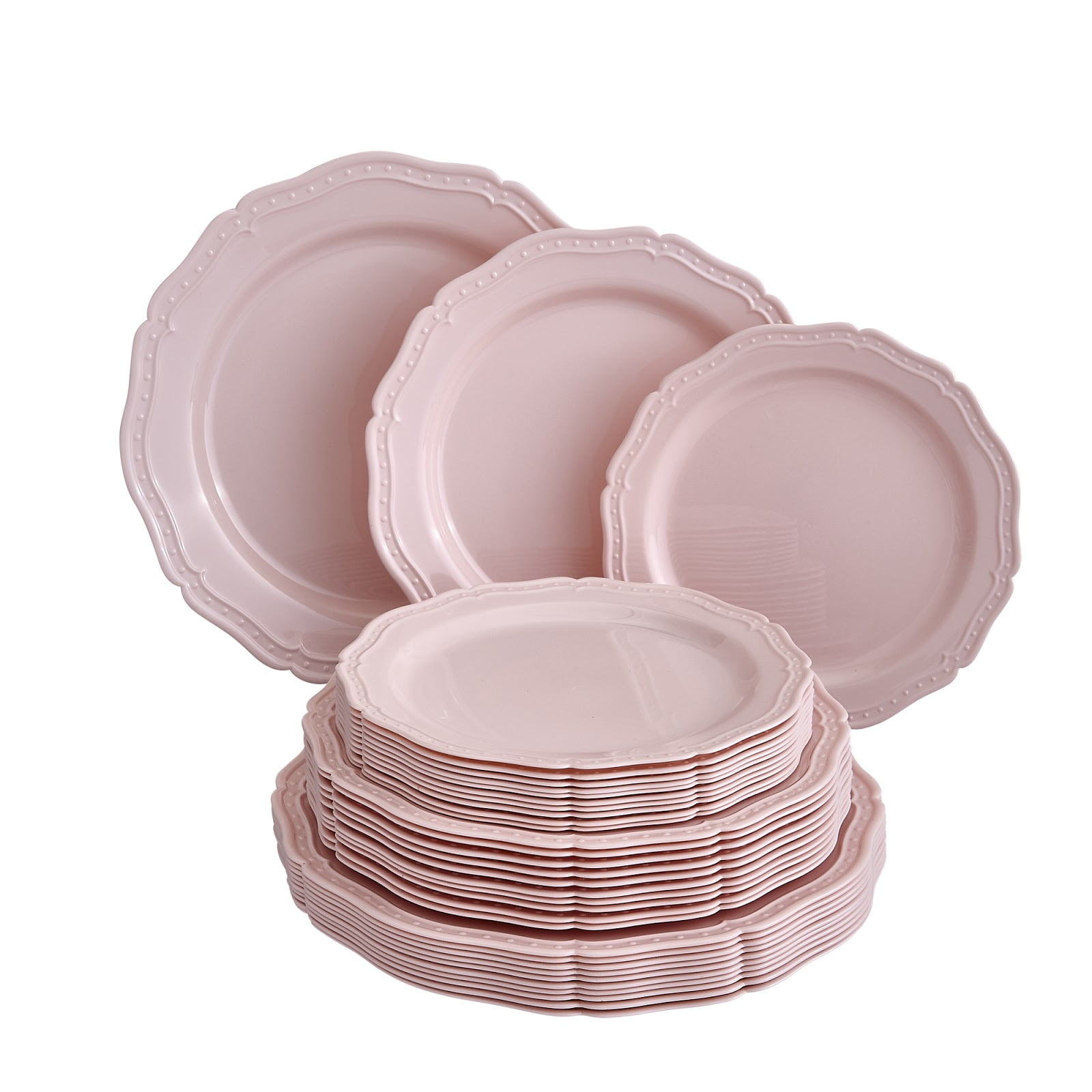 20 Baby Shower Plates PLASTIC PLATES DISPOSABLE French CountrySide Collection 10.25” Pink 