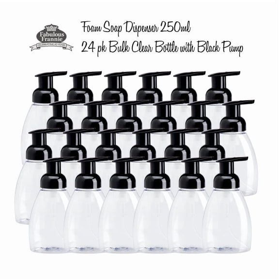 Bulk Clear Bottle Blk Pump Foam Soap Dispenser 250mL 8oz Empty Fabulous Frannie