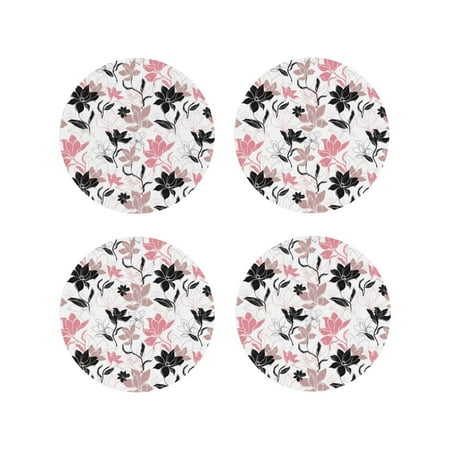

Matuu Lilies Flowers for Cup Coasters Set of 4 Leather Coasters Desk Coasters for Office Measures 4” x 4”-Round Shape
