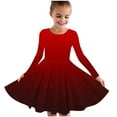 thumbnail image 2 of gljltg Girls One-Shoulder Dresses Size Girls Long Sleeve Stretchy Dress A Line Twirly Skater School Recital Dress Long Sleeve Round Neck Dress 4-14 Years, 2 of 5