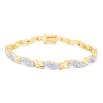AFFY Round Shape White Natural Diamond XO Tennis Bracelet In 14k Yellow Gold Over Sterling Silver (0.25 cttw) - 8.5"
