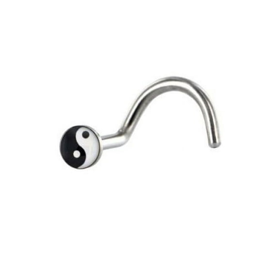 Nose Ring Stud Screw Yin Yang Logo 18G or 20G