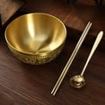 thumbnail image 4 of Wollet Pure Brass Bowl 6-inch, Creative Rice Bowl, Brass Spoon Chopsticks, Brass Tableware Set, 4 of 5