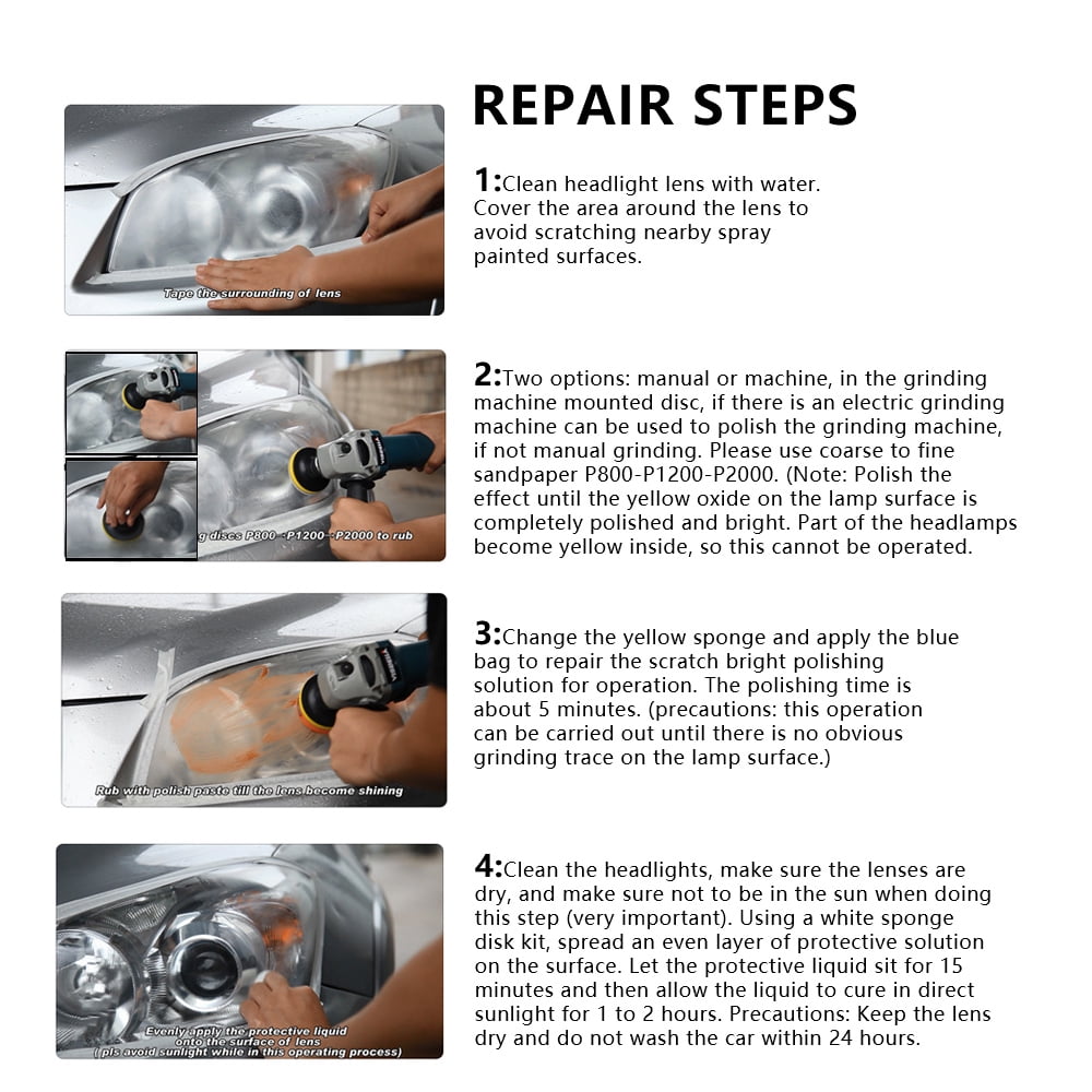 Headlight Lens Restoration Repair Kit – Polish & Cleaner Set (3 Pieces, 30ml Each)