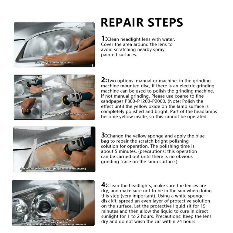 Car Headlight Lens Restoration Kit Headlamp Lens Restore Polishing Cleaning  Tools