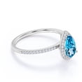 thumbnail image 3 of JeenMata Anillo de Compromiso de 1 Quilate con Piedra Natal de Diciembre en Corte de Pera - Anillo de Bodas - Anillo de Halo - Anillo Pavé - Anillo de Promesa - Baño de Oro Blanco de 18 K sobre Plata, 3 of 6