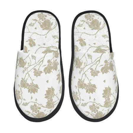 

Pofeuu Vintage Stylized White Color Print EVA Fuzzy House super light Slippers Slippers Scuff Outdoor Indoor Warm Cozy Plush Bedroom Shoes Soft Flat Comfy Anti-Slip-Medium