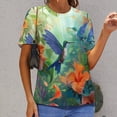 thumbnail image 6 of Flower Hummingbird Women's Short Sleeve Tops Casual Blouses T Shirt, 6 of 6