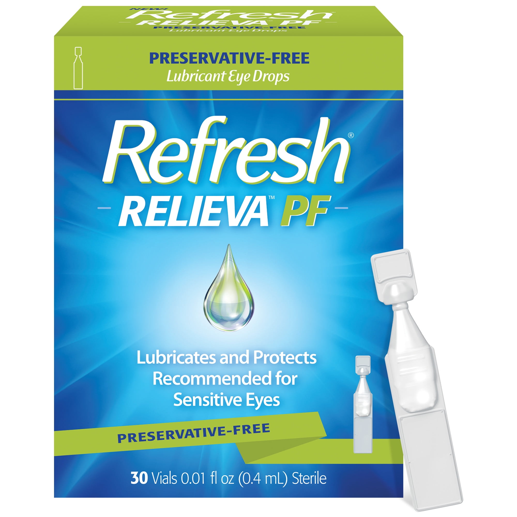 Refresh Relieva PF Preservative-Free Artificial Tears Lubricant Eye Drops, 0.4 ml, 30 Count