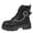 Black, variant on Women's Platform Boots Chain Buckle Lace Up Chunky Sole Booties Round Toe Side Zip Fall Winter Street Style Punk Fashion Shoes Brown 6