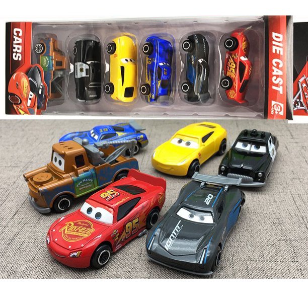 Nuevos 6 piezas Disney Pixar Car 3 Rayo McQueen Tío Camión Jackson Storm 1:55 Diecast PVC Modelo de coche Juguetes Niños Niño Regalo de Navidad Niños