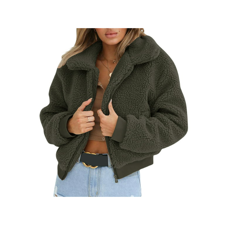 Canis Women Zip Up Winter Warm Faux Fur Jacket Outerwear Long Sleeve Fleece Jackets Sweater Fluffy Coat Stylish Female Outwear, Women's, Size: Medium