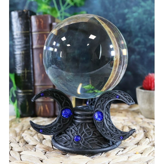 Ebros Neopagan Sacred Moon Triple Goddess Glass Gazing Ball Figurine 6.5" H
