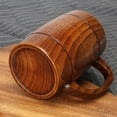 thumbnail image 2 of 14 oz Large Wooden Beer Mug Best Wooden Drinking Mug Wooden Stopper Tankard Beer Glass Stoneware Tea Mug Thin Mug for Men Women Coffee Mug Gift Viking Mug, 2 of 5