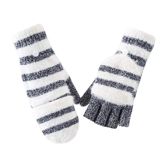 jovati Winter Knitted Convertible Fingerless Gloves Wool Mittens Warm Mitten Glove