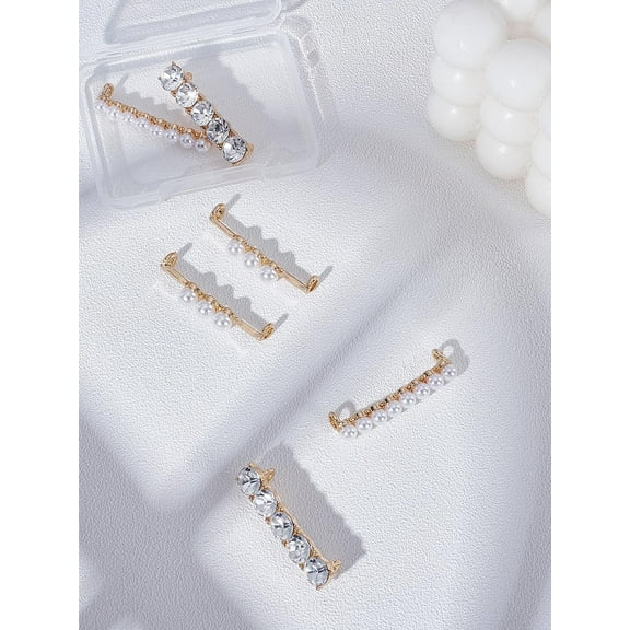 3 Pairs 3 Styles Pearl Rhinestones Shoelace Charms Plastic Imitation Pearl Shoe Lace Decoration Alloy Shoelace Charm Fashion Charm Decorative Shoe Accessories for Bag Ornaments Sneakers