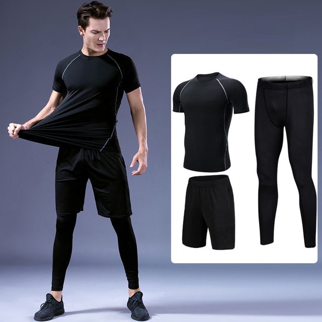 Traje deportivo de secado rápido NikouMX conjunto de 3 piezas pantalones cortos para hombre