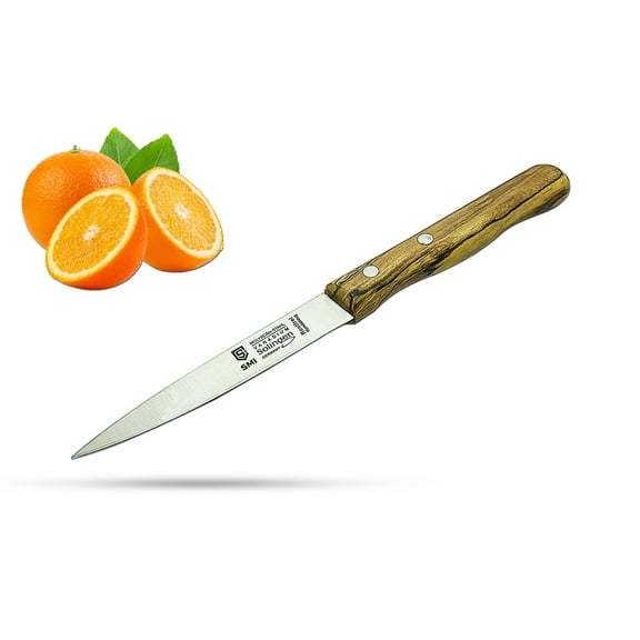 SMI Solingen Paring Knife with Olive Wood Handle - Stainless Steel Fruit and Vegetable Knife Made in Germany