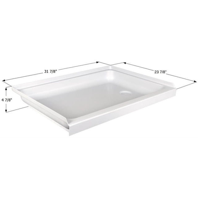 Icon Shower Pan 15238 Rectangle; Right Hand Drain; Polar White; ABS Plastic