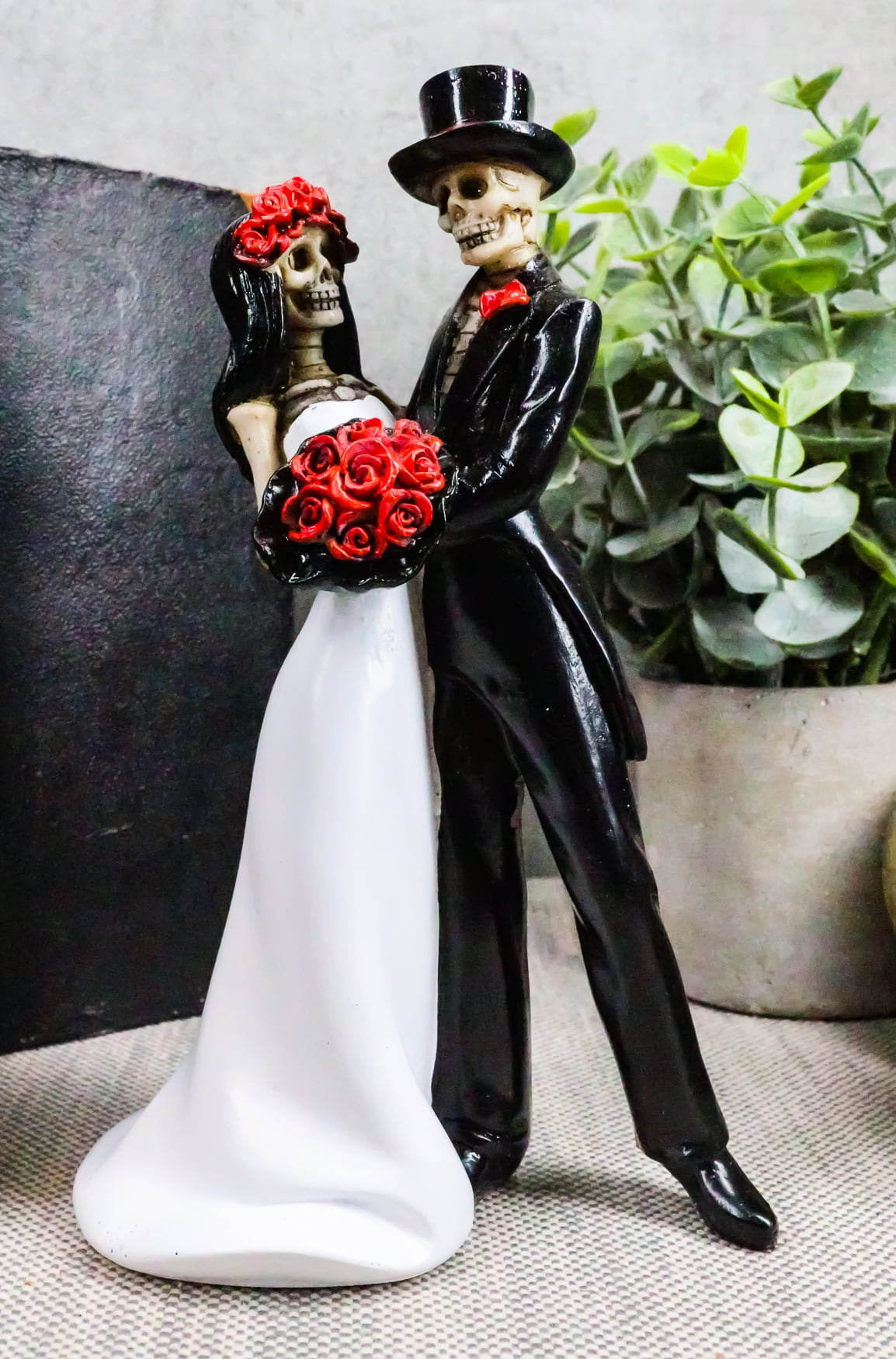 3.3 x 5.8 x 2.25" Bride Groom Figurines Just Married Board Wedding Cake Topper 