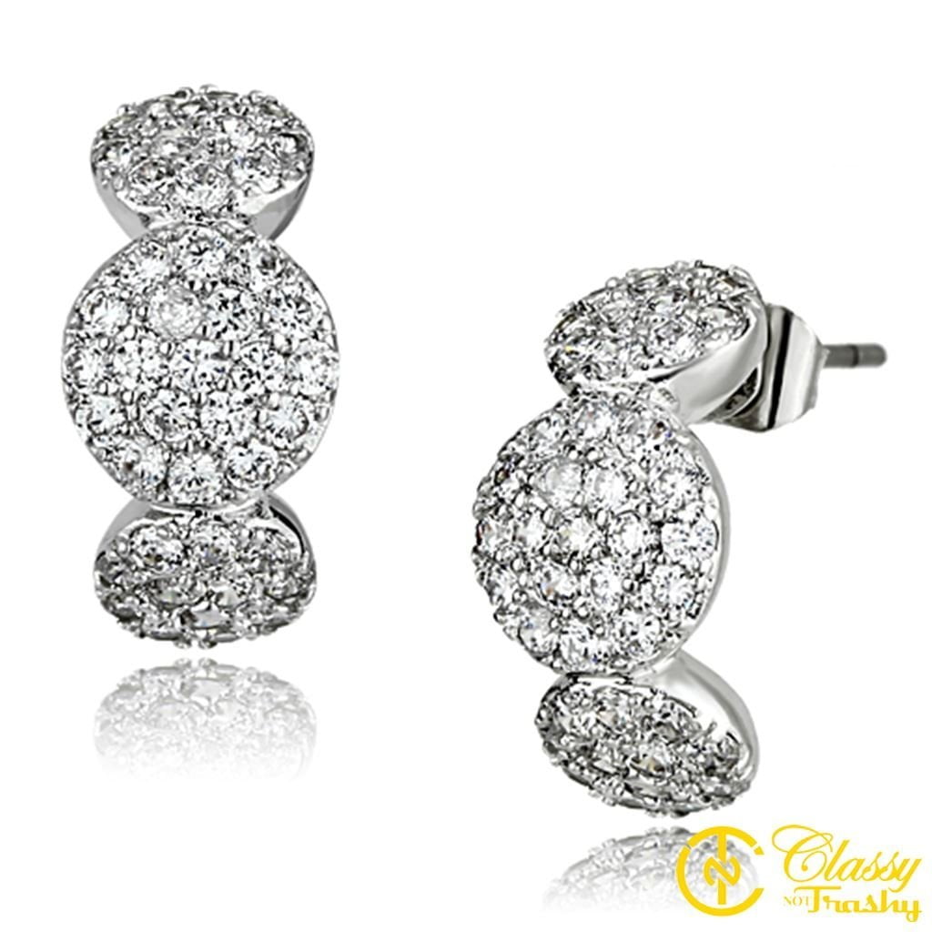 Classy Not Trashy Womens Fashion Jewelry Necklace Sets Premium Grade Brass with Rhodium Finish and Clear Colored Cubic Zirconia CZ Stone