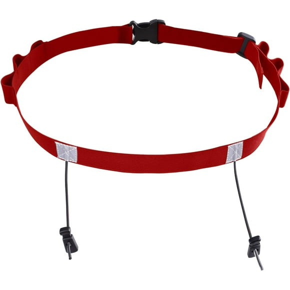 shiyou-Adjustable Elastic Triathlon Belt Marathon Running Sports Bib Number Holder with 6 Energy Gel Loops - Stretch Fit & Comfortable (Red)